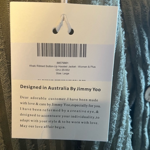 Jimmy Yoo Women’s Ribbed Button Up Hooded Jacket Green Size L NWT - Picture 9 of 10